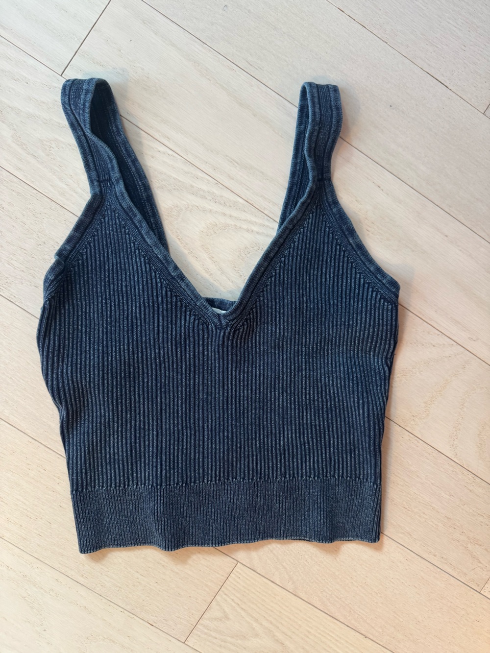 Mango Ribbed Tank Top in Heathered Blue